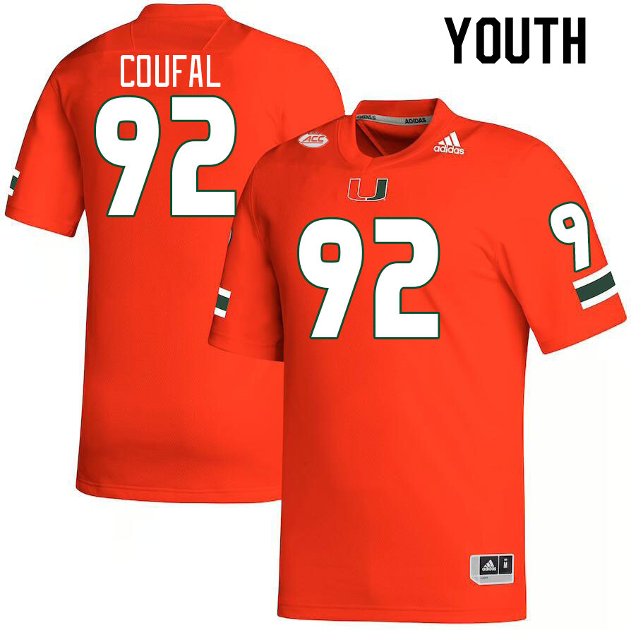 Youth #92 Samuel Coufal Miami Hurricanes College Football Jerseys Stitched-Orange